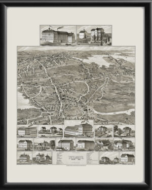Weymouth MA 1880 Birds Eye View Map