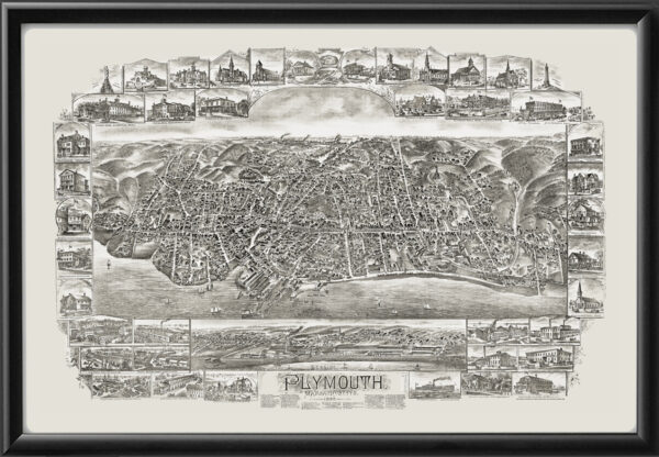 Plymouth MA 1897 Tm Bird's Eye View Map