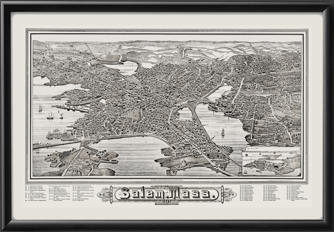 Salem MA 1883 Restored Map | Vintage City Maps