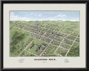 Waupun WI 1870 HH Bailey TM Bird's Eye View Map