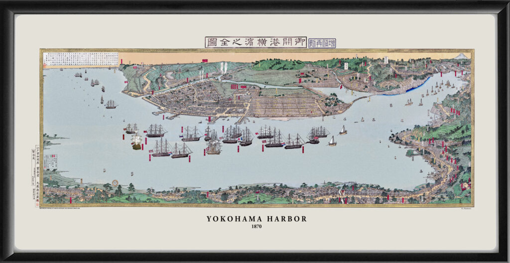 洋書 A Historical Guide to Yokohama: B Sabin Yokohama Japan 1870 Restored Map | Vintage City Maps