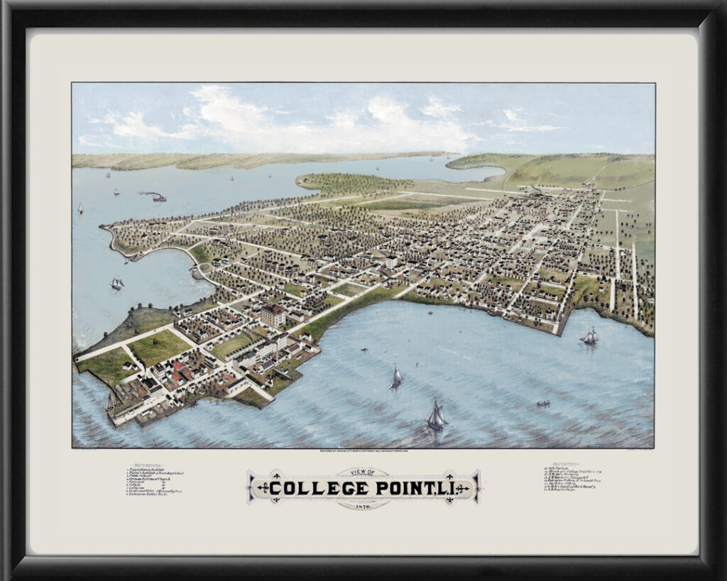College Point Martin Loop College Point, Long Island NY 1876 Restored Map | Vintage City Maps