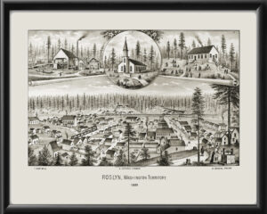 Roslyn WA 1889 TM Birds Eye View Map