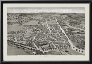 Dedham MA 1876 Edwin Whitefield TM Birds Eye View Map