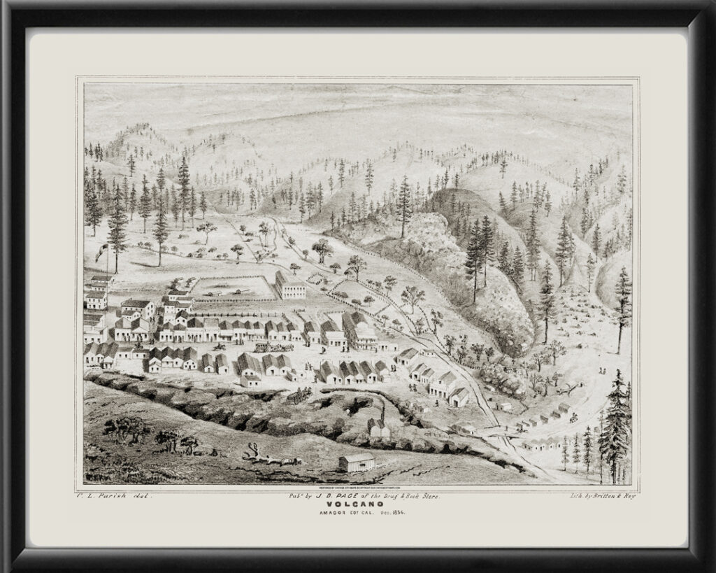 Volcano CA 1854 Restored Map | Vintage City Maps