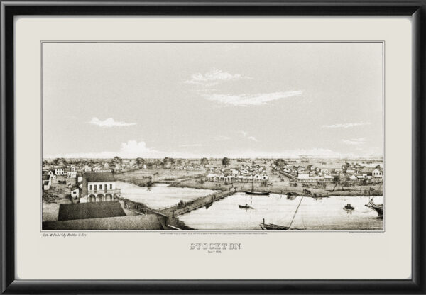 Stockton CA 1852 Britton & Rey TM Bird's Eye View Map