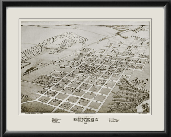 Oswego KS 1877 Augustus Koch TM Bird's Eye View Map