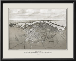 Superior WI 1913 Bradley-Brink Co TM Bird's Eye View Map