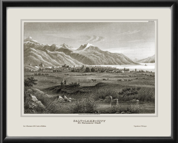 Salt Lake City UT 1857 TM Birds Eye View Map