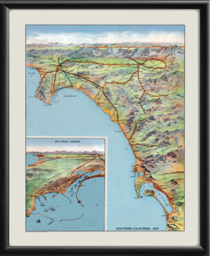 Southern California 1897 Birds Eye View Map
