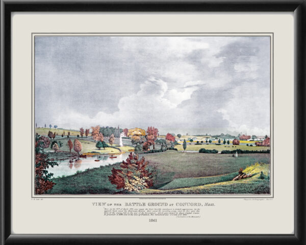 Concord MA 1841 Fitz Henry Lane TM Bird's Eye View Map