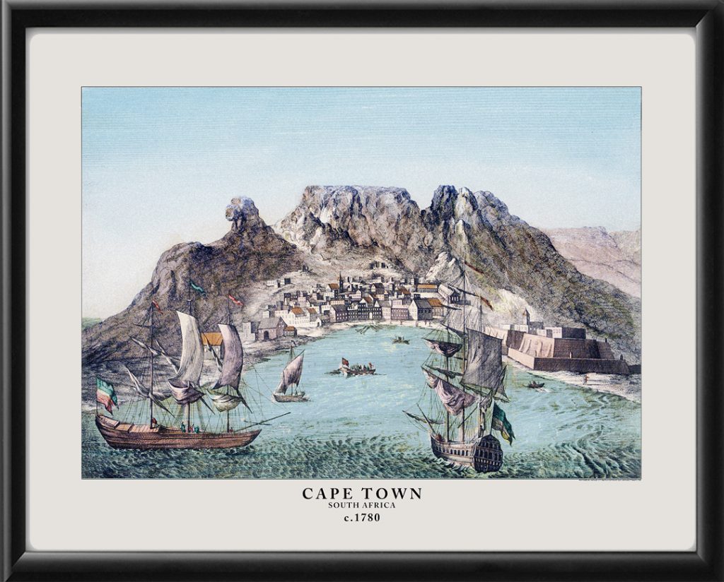 Cape Town South Africa 1780 - Vintage City Maps, image size:1024x824