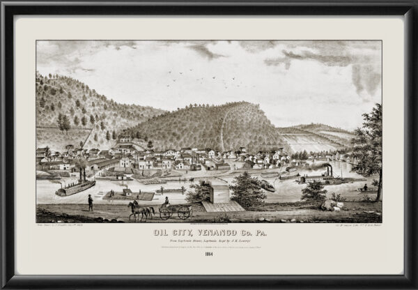 Oil City PA 1864 J. Stauffer TM Birds Eye View Map