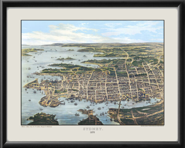 Sydney Australia 1870 Restored Map