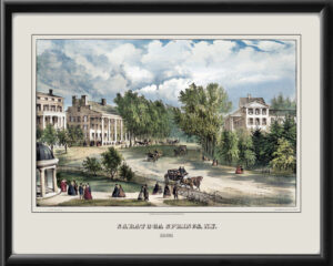 Saratoga Springs NY 1865 Birds Eye View Map