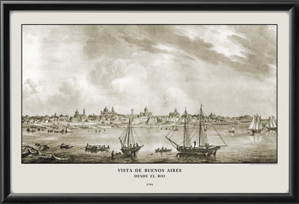 Buenos Aires Desde El Rio 1794 - Vintage City Maps