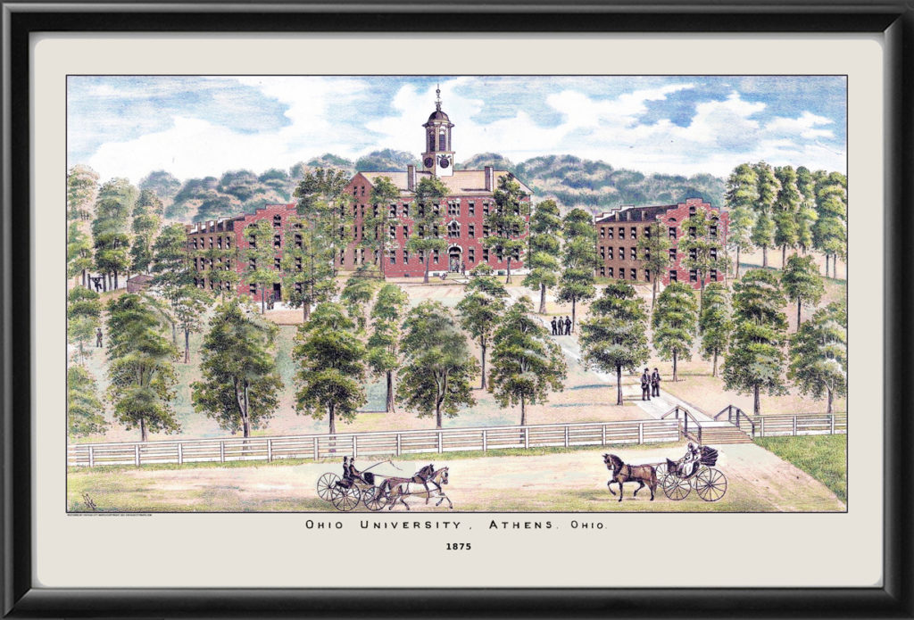 Ohio University Athens 1875 (Color) - Vintage City Maps