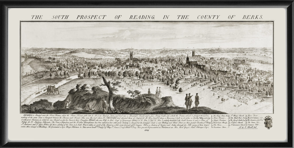 Reading England 1734 Restored Map | Vintage City Maps