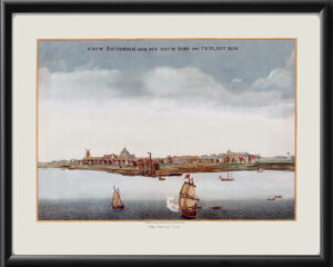 New Amsterdam 1660 Birds Eye View Map