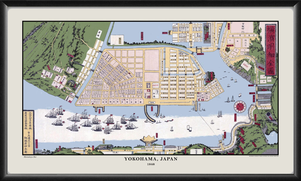 Yokohama Japan 1848 Restored Map | Vintage City Maps
