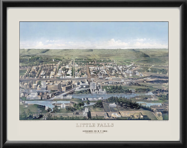 Little Falls NY 1862 Bird's Eye View Map