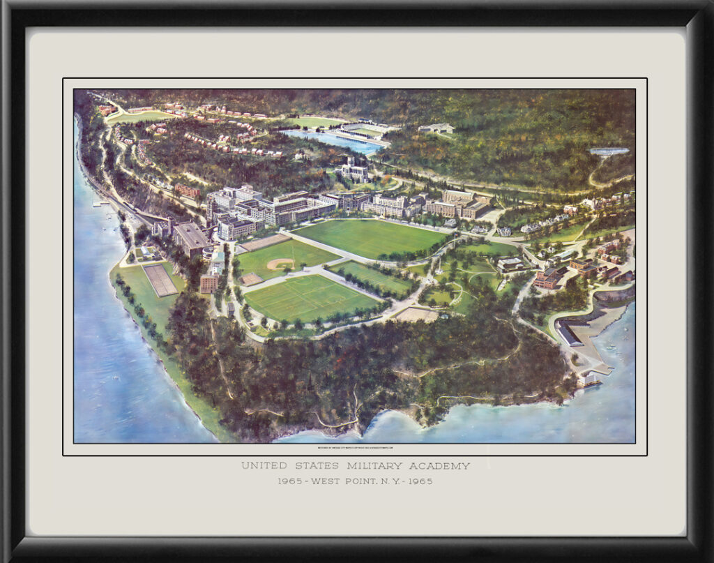 West Point NY 1965 - United States Military Academy - Vintage City Maps