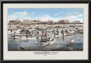 Sacramento CA 1852 Color Bird's Eye View Map