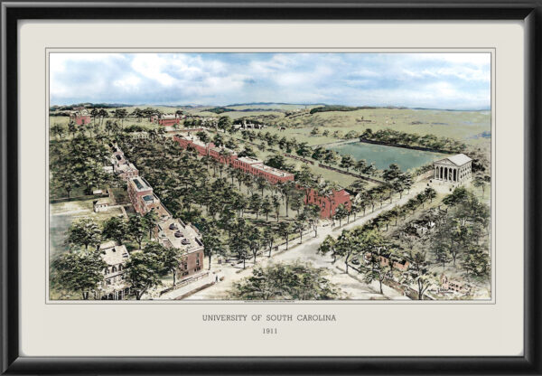 University of South Carolina 1911 Birdseye View Map Arthur J. Elder