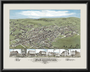 Flemington NJ 1883 Color TM Birdseye View Map