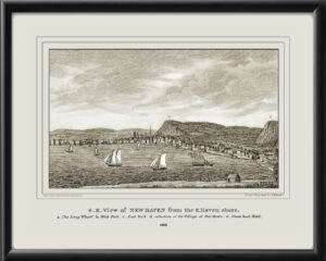 Restored southeast view of New Haven, Connecticut, from the East Haven shore, circa 1825 by John Warner Barber