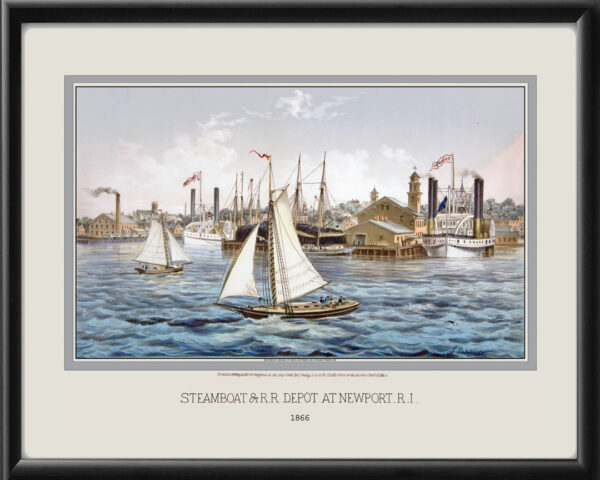 Newport RI - Steamboat and Railroad Depot 1866