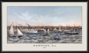 Newport RI 1870 Color Bird's Eye View Map