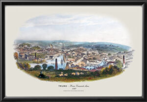 Truro England from Trennick Lane 1860 George Townsend TM 16x24 Birds Eye View Map