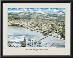 Whatcom WA 1888 Color TM Birds Eye View Map