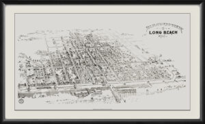 Long Beach CA 1900 Amer. Eng. Co TM Birds Eye View Map