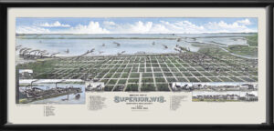 Superior WI 1883 Wellge Color TM Bird's Eye View Map