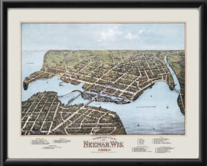 Neenah WI 1879 HWellge TM Bird's Eye View Map