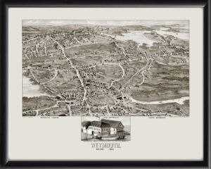 Weymouth MA 1880 Beck & Pauli TM Birds Eye View Map