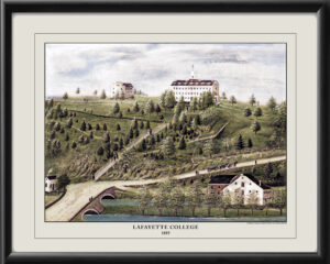 Lafayette College 1855 Easton PA-Colorized Birds Eye View Map