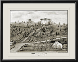 Lafayette College 1855 Easton PA TM Birds Eye View Map