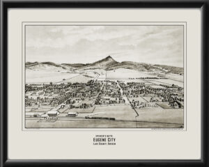Eugene OR 1872 Birds Eye View Map