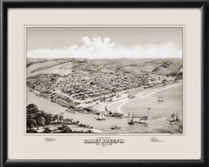 Saint Joseph MI 1870 D.D. Morse TM Birds Eye View Map