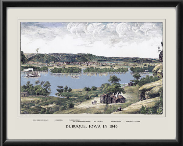 Dubuque IA 1846 Alexander Simplot TM Birds Eye View Map