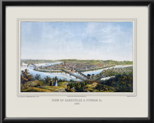 Zanesville & Putnam OH 1855 Edward Sachse TM Birds Eye View Map