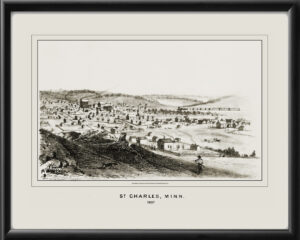 St. Charles MN c 1857 Tm Birds Eye View Map