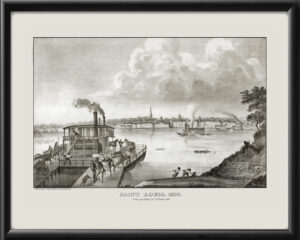 St. Louis MO 1832 Birds Eye View Map
