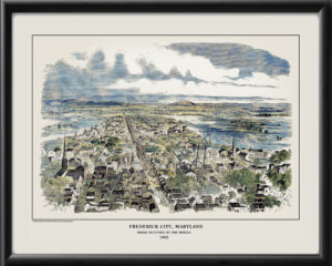 Frederick City MD 1862 Harper's Weekly Color TM Birds Eye View Map