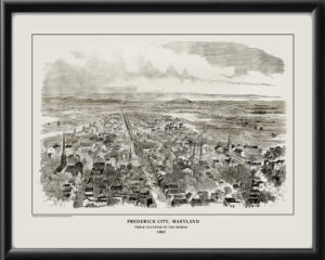 Frederick City MD 1862 Harper's Weekly TM Birds Eye View Map