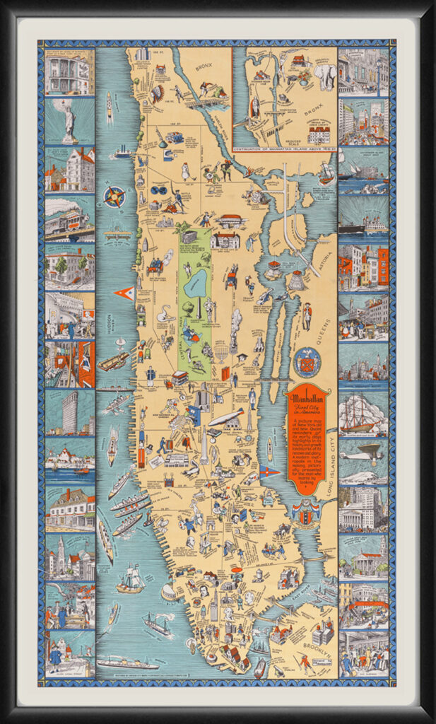 New York City NY - Manhattan 1933 - Vintage City Maps, Restored Maps