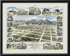 Sierra Madre CA 1888 Birds Eye View Map